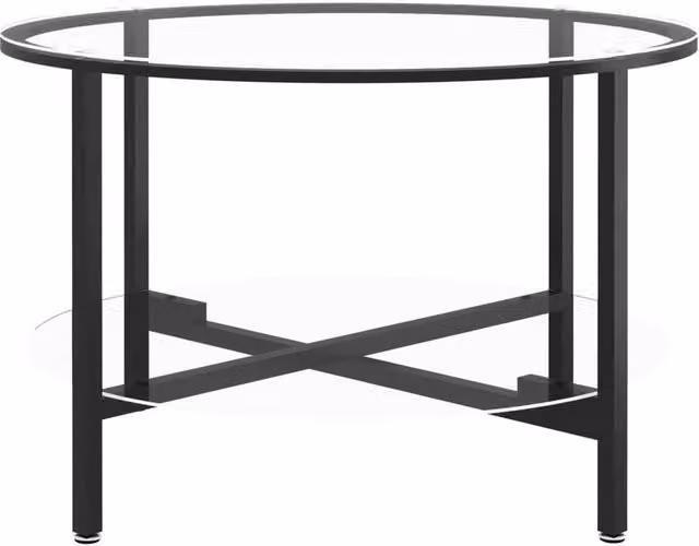 Berkfield Home Round Tea Table with Black and Transparent Tempered Glass, W: 70 cm, D: 70 cm, H: 46 cm – 1