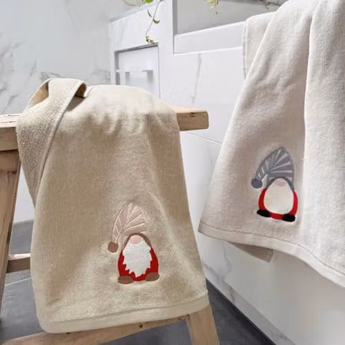 Allure Bath Fashions Pack of 2 Gonk Design Christmas Hand Towels, 100% Cotton, Beige, W/D/H: 50 x 90 cm – 2