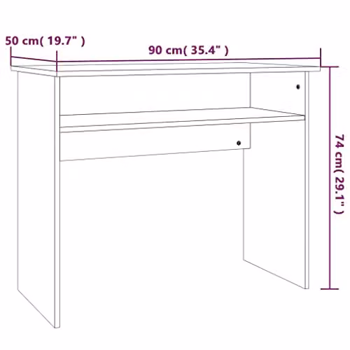 vidaXL Modern Computer Desk in Grey Sonoma, W/D/H: 90 x 50 x 74 cm – 3