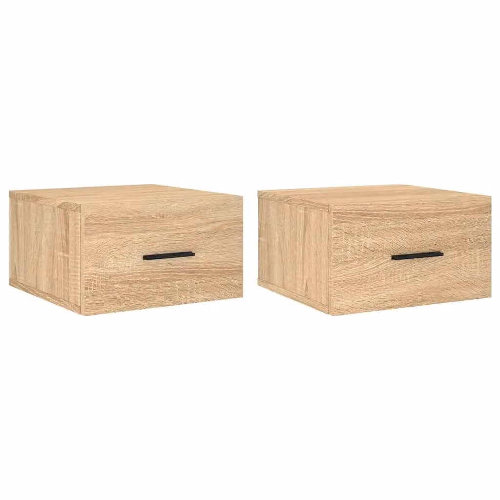 Berkfield Home Wall-mounted Bedside Cabinets, 2 Pack, Sonoma Oak Brown, W/D/H: 35 x 35 x 20 cm