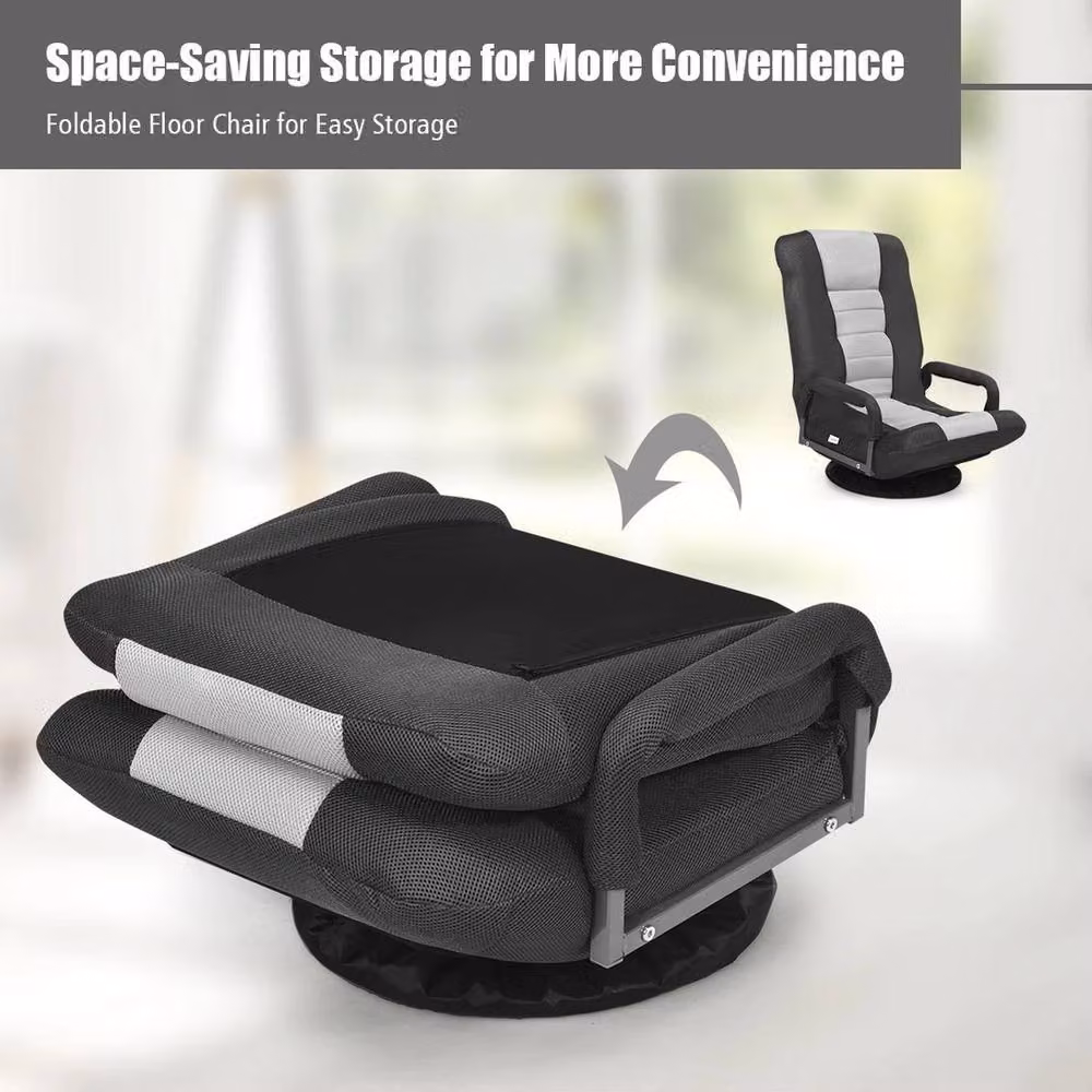 KORVIXA Adjustable Folding Floor Gaming Chair in Black – 3