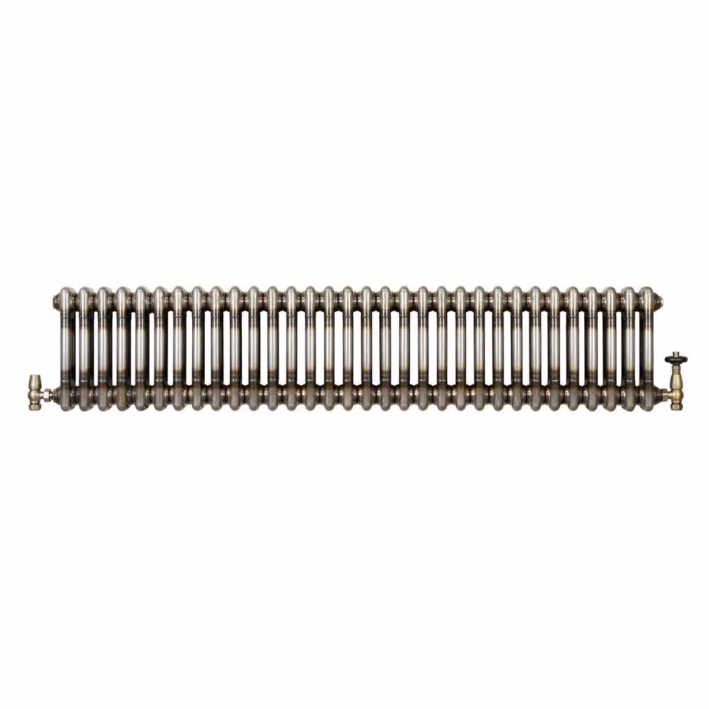 Monstershop Traditional 2 Column Steel Radiator and Valves, Silver, H: 146 cm, W: 30 cm – 2