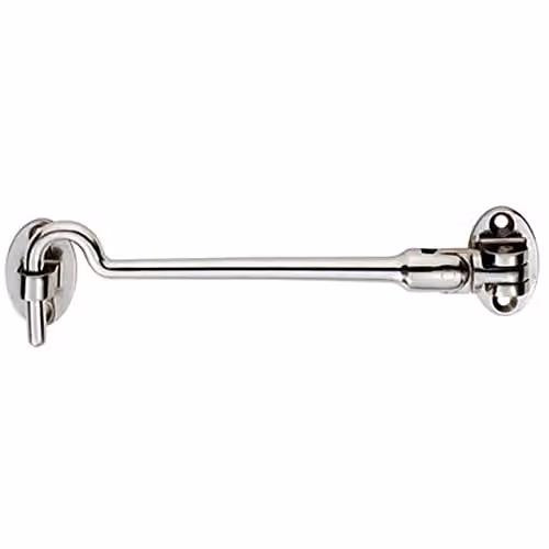 Loops Silent Pattern Cabin Hook and Eye in Bright Stainless Steel, 150mm Arm