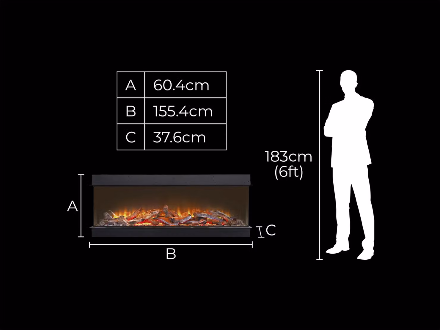 Acantha Ignis 1500 Panoramic Media Wall Electric Fire in Black – 4