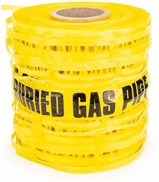 Pegdev Detectable Mesh Gas Pipe Marker Barrier Tape, Bright Yellow, W: 20.0 cm, L: 90 m