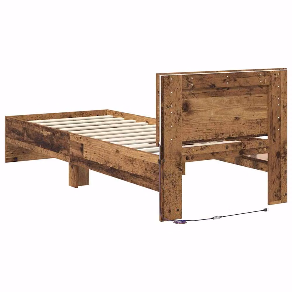 Berkfield Home Modern Bed Frame with Headboard in Brown Engineered Wood W: 75 cm, L: 190 cm – 5