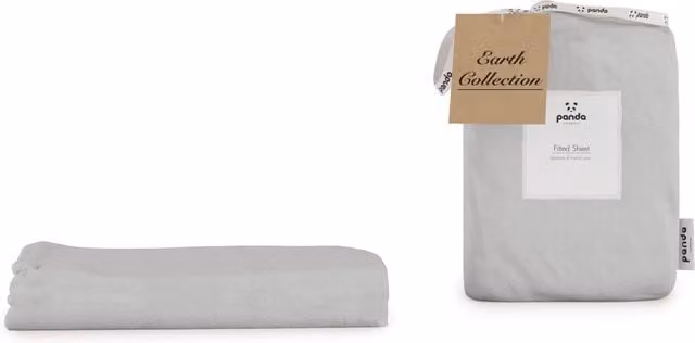 Panda London Bamboo and French Linen Fitted Sheet in Mid Grey, Size: Super King, 200 x 200 cm