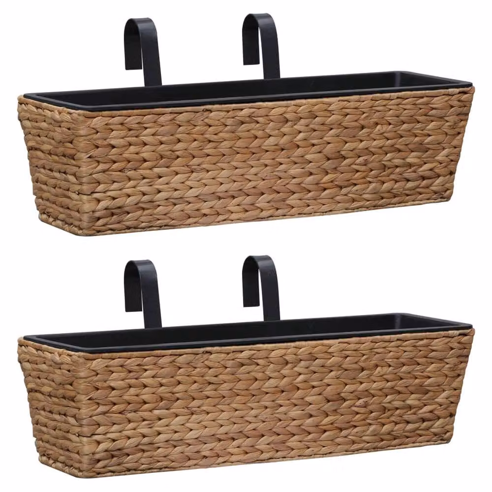 Berkfield Home Garden Water Hyacinth Window Box Planters, 2 Pieces, Brown – 2