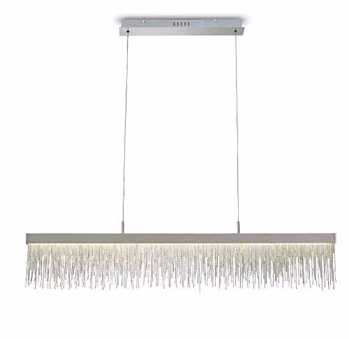 Netlighting Fusion Linear LED Pendant Light, 33W, 3000K, 3300lm, Chrome and Grey Crystal Chain