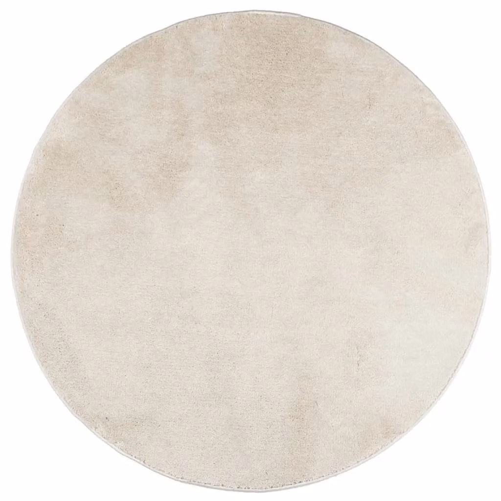 Berkfield Home OVIEDO Round Short Pile Rug in Beige, Diameter: 120 cm – 1