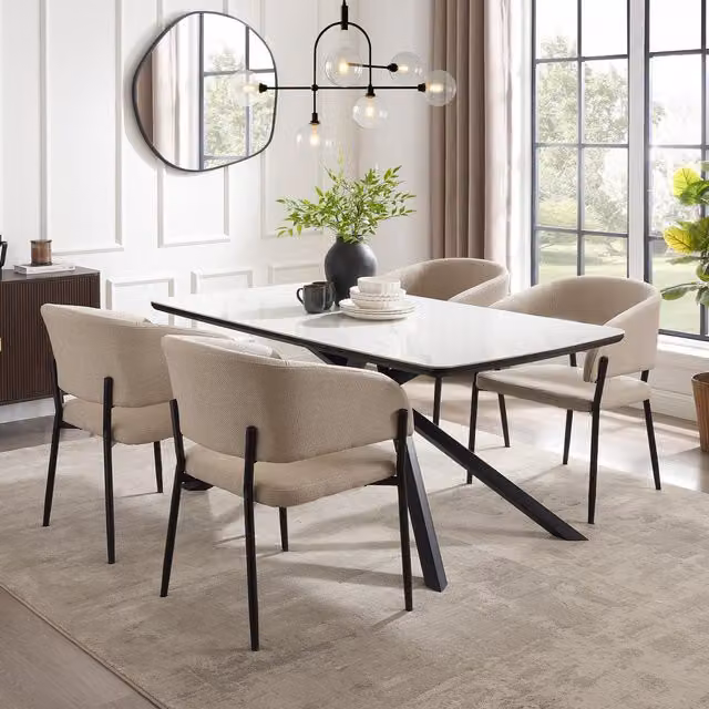 Spinningfield Atherton Rectangular 6 Seater White Marble Effect Ceramic Dining Table W/D/H: 160 x 90 x 75 cm – 1