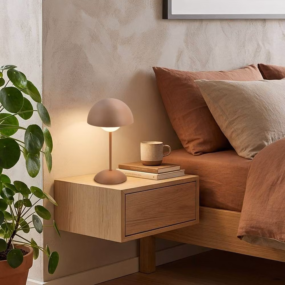 Briloner Rechargeable LED Mushroom Table Lamp with Touch Dimming, IP44 Waterproof, Coffee Beige, H 29 cm x W 16 cm x D 16 cm – 6