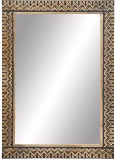 Berkfield Home Rectangular Wall Mirror in Brown Solid Wood and Glass, W: 50 cm, H: 70 cm