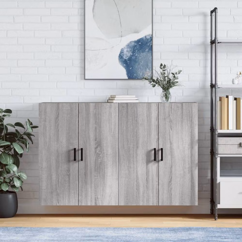 Berkfield Home Wall Mounted Cabinets, 2 Piece, Grey Sonoma, W/D/H: 69.5 x 34 x 90 cm – 2