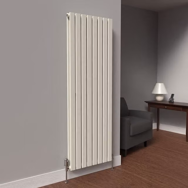 Lux Heat Flat Coloured Vertical Radiator in White, H 160 cm x W 56 cm