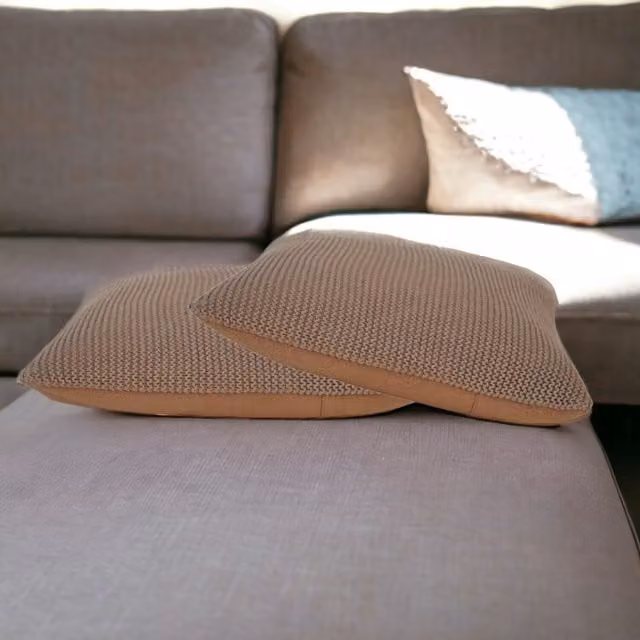 Artisan Furniture Set of 2 Brown Cotton Square Cushions