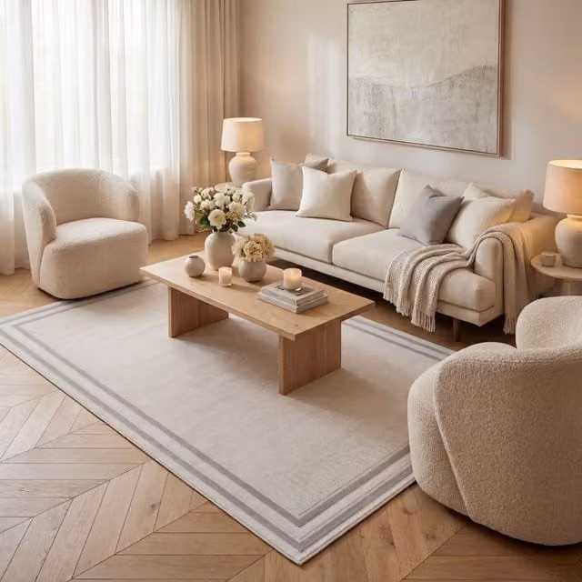 THE RUGS Carmel Bordered Area Rug Runner in Grey, W/D/H: 80 x 300 cm