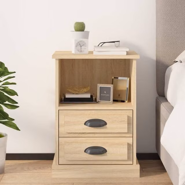 Berkfield Home Sonoma Oak Bedside Cabinet in Brown W/D/H: 43 x 36 x 60 cm