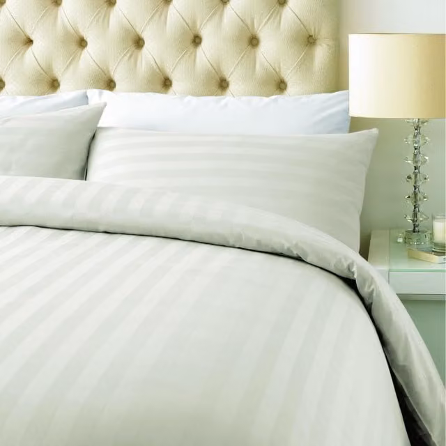 Roseley Cotton Sateen Striped Duvet Cover Set in Beige and Yellow, W/D/H: 90 x 200 cm