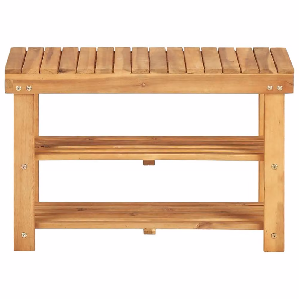 Berkfield Home Solid Acacia Wood Shoe Rack in Brown, W/D/H: 70 x 32 x 46 cm – 2