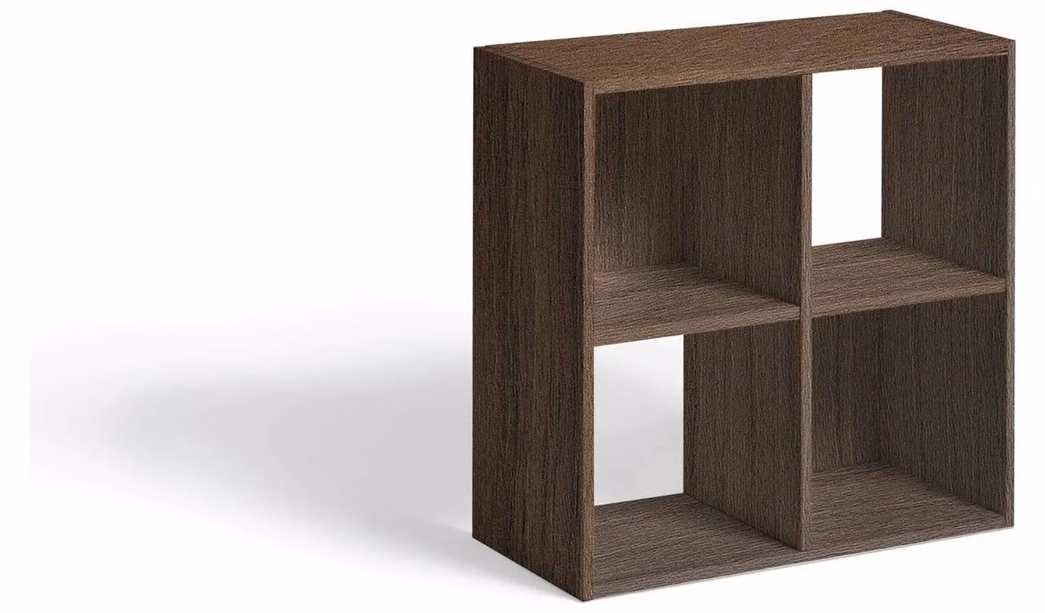 Cheap Furniture Warehouse 4 Cube Modular Storage Unit in Brown Wood Finish
