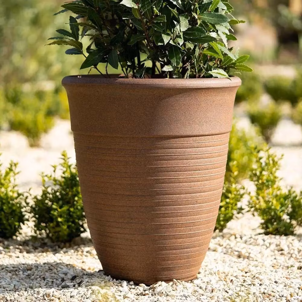 Primrose Tall Round Planter Tub in Brown, Height: 48.5 cm – 2