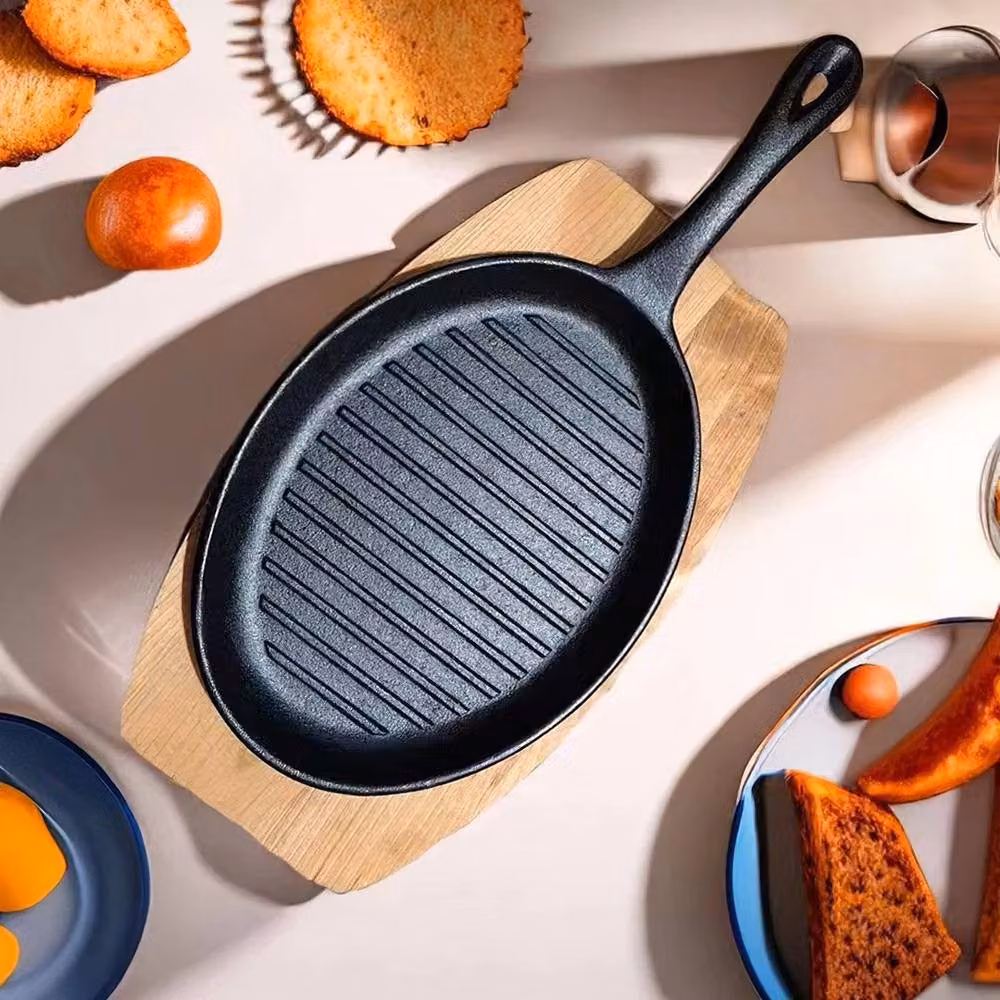 PAWNORA Cast Iron Sizzler Steak Plate Griddle Grill Pan, Black – 3