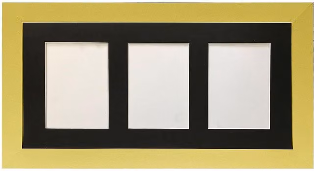 Frames & Mirrors 4U Metro Gold Rectangular Picture Frame with Black Mount for 7 x 5 Inch Images