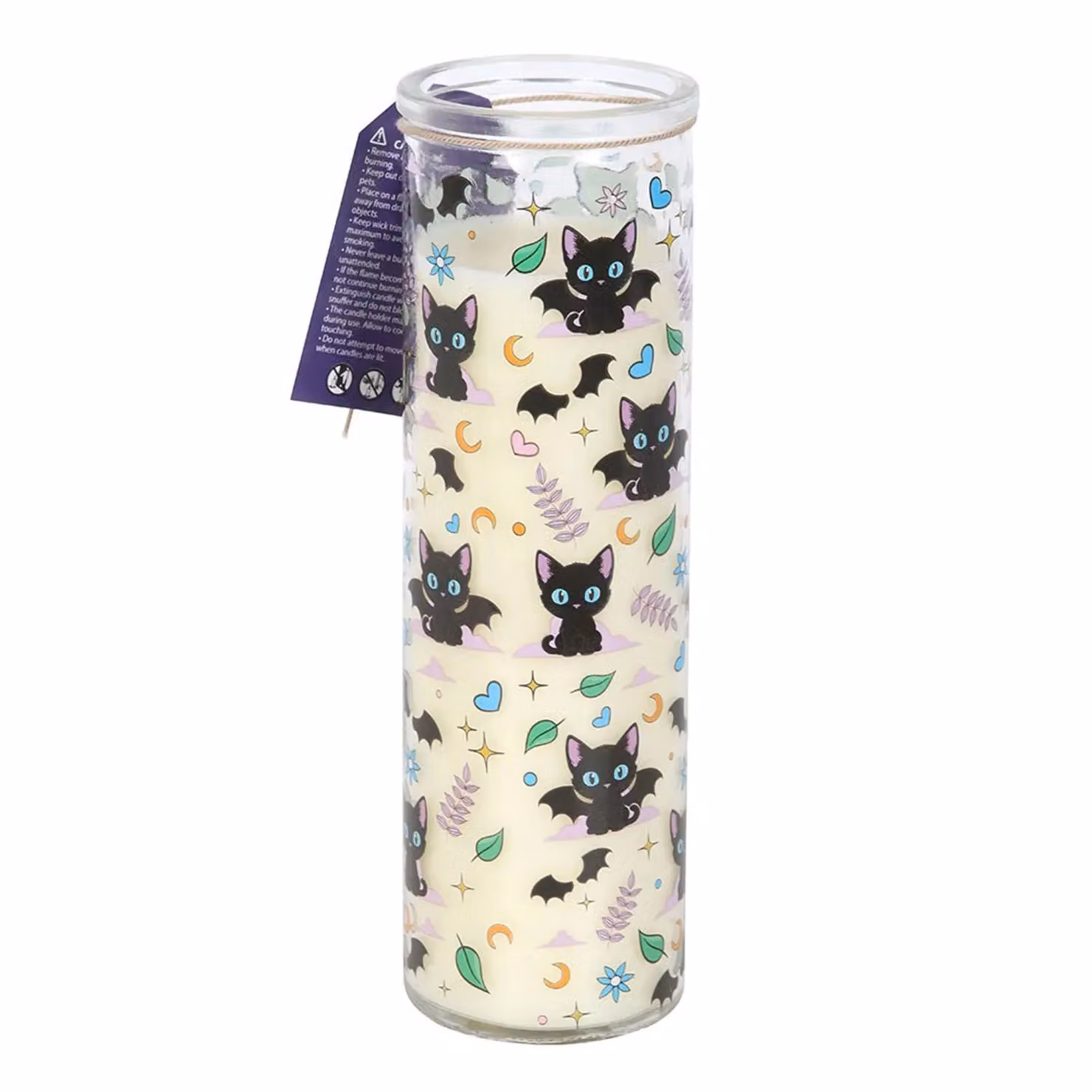 Something Different Lavender Cat Print Tube Candle in White – 3