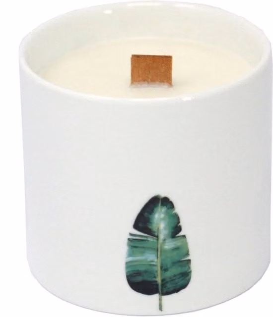 KDMK Large Botanical Victorian Peony Floral Soy Wax Candle in White Ceramic Tabletop Vessel