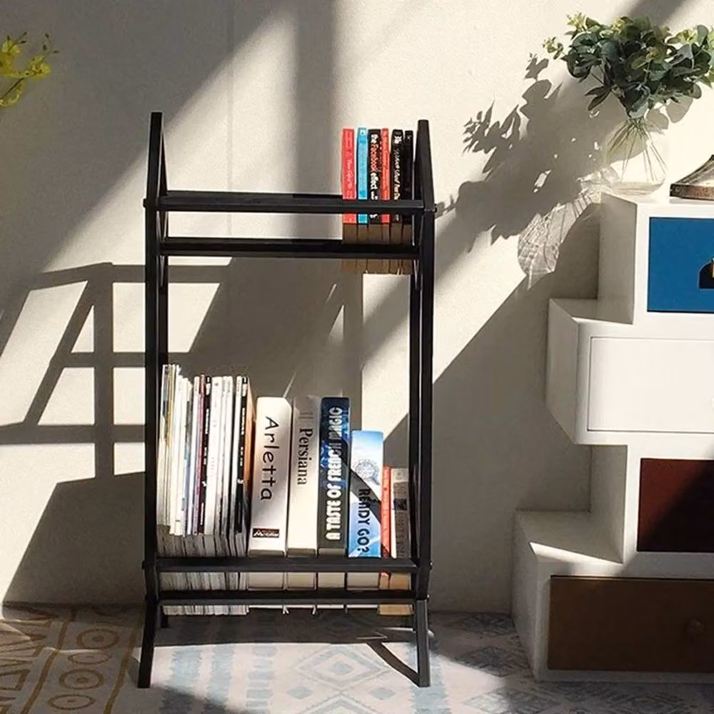 KORVIXA Black Metal Vinyl Record Stand and Storage Organizer, W/D/H: 100 x 100 x 100 cm – 4