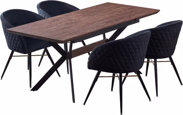 Life Interiors Vittorio Blaze LUX Extendable Dining Set with Rectangular Table and 4 Chairs in Black and Brown