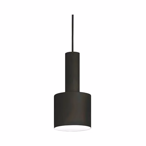 Ideal Lux Holly Black Modern Metal Cylinder Indoor Ceiling Pendant Lamp with E27 Socket and Adjustable Height