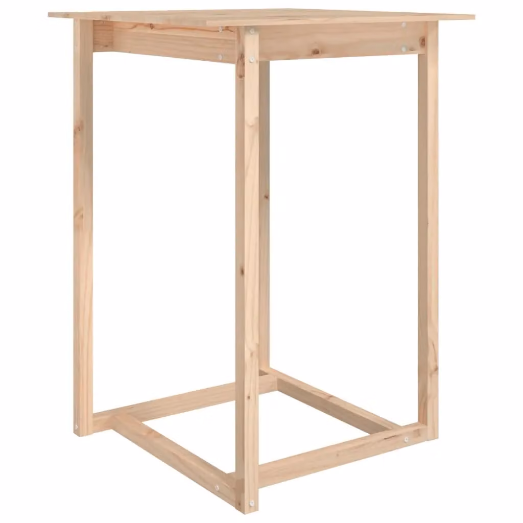 Berkfield Home Rustic Brown Solid Pine Square Bar Table W/D/H: 80 x 80 x 110 cm