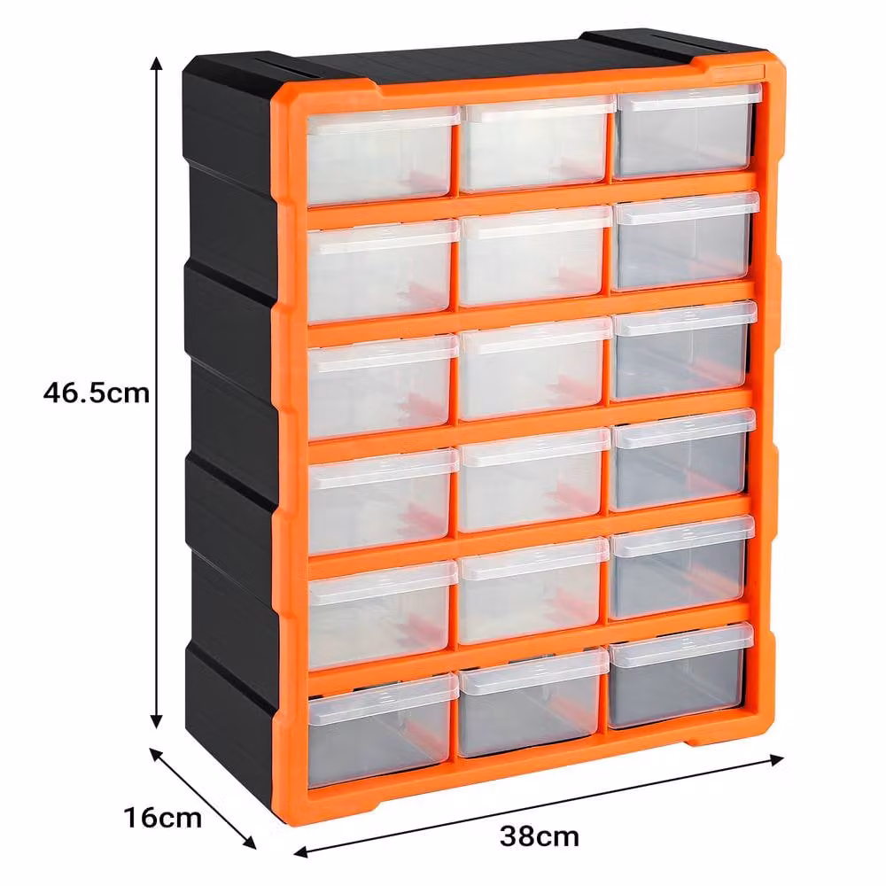 Dprodo 18-Drawer Plastic Storage Cabinet in Orange – 3