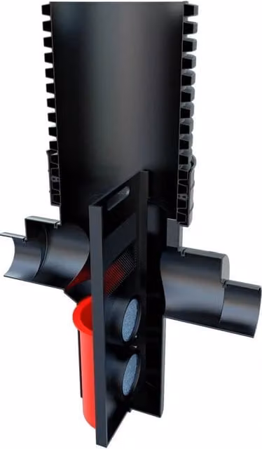 Turtle Enviro Silt SILTBLOK Plastic Silt Trap, Black, Diameter: 45 cm, Depth: 146 cm, with 150 - 225 mm Outlets
