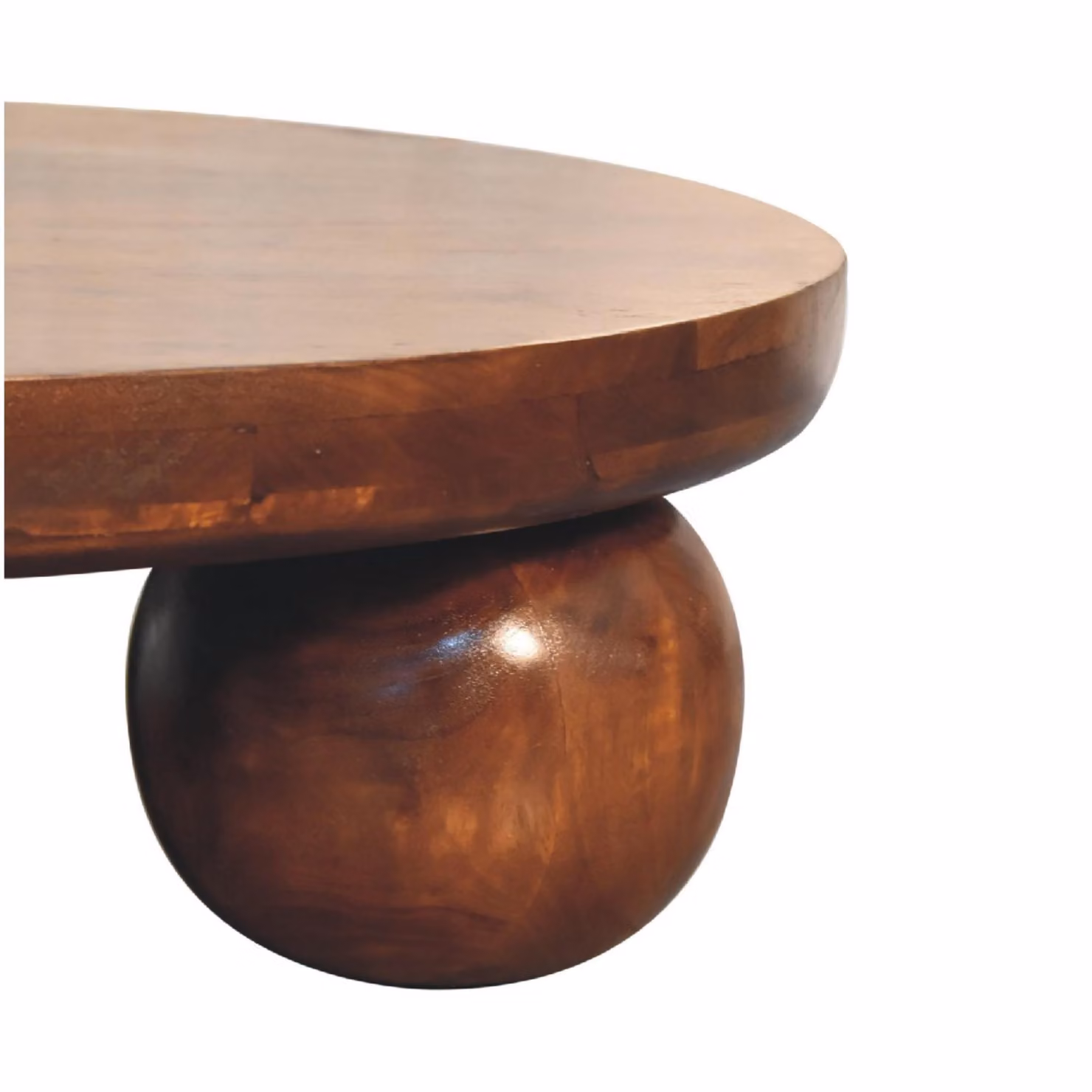 Aosom UK Solid Mango Wood Centre Table with Sculptural Ball Base, Brown, W/D/H: 80 x 80 x 23 cm – 3