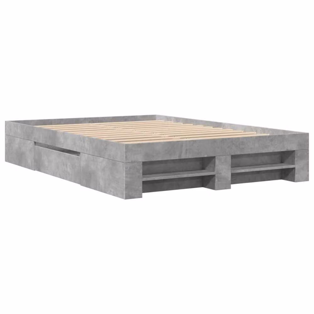 Berkfield Home Bed Frame in Concrete Grey, W: 135 cm, D: 190 cm, Made from Engineered Wood – 3