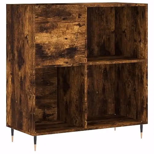 vidaXL Record Cabinet in Smoked Oak, W: 84.5 cm, D: 38 cm, H: 89 cm