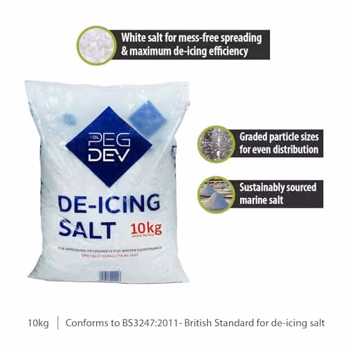 Pegdev White De-Icing Rock Salt 30kg and Thermal Work Gloves Bundle