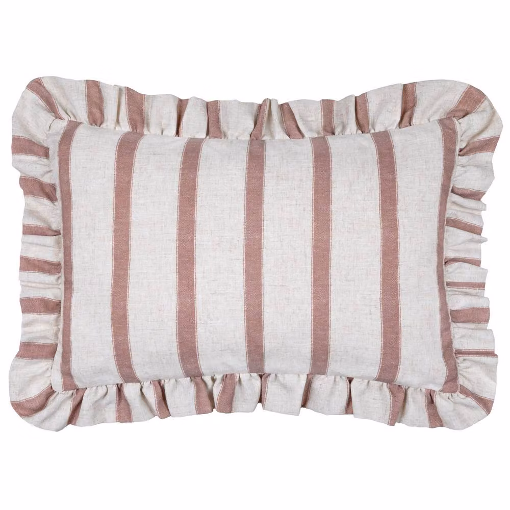 Wylder Haus Connie Striped Ruffle Linen Cushion in Pink, W: 50 cm, H: 35 cm – 2