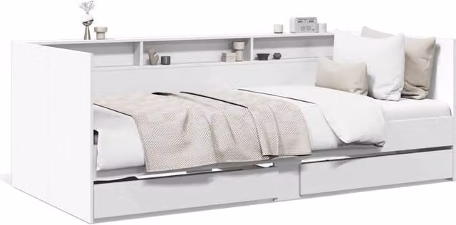 Berkfield Home Daybed with Drawers in White, W/D/H: 100 x 200 cm