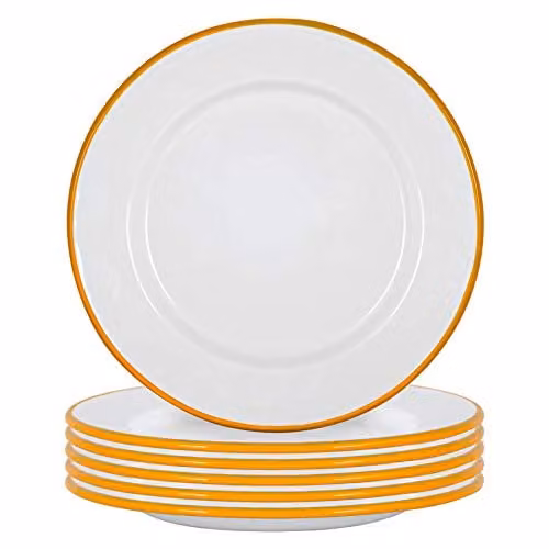 Argon Tableware Enamel Dinner Plates, Set of 6, Yellow, Diameter: 25.5 cm – 1