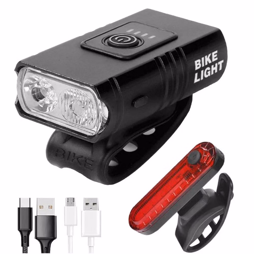 FLAVORA USB Rechargeable T6 LED Bike Light Set in Black and Red – 2