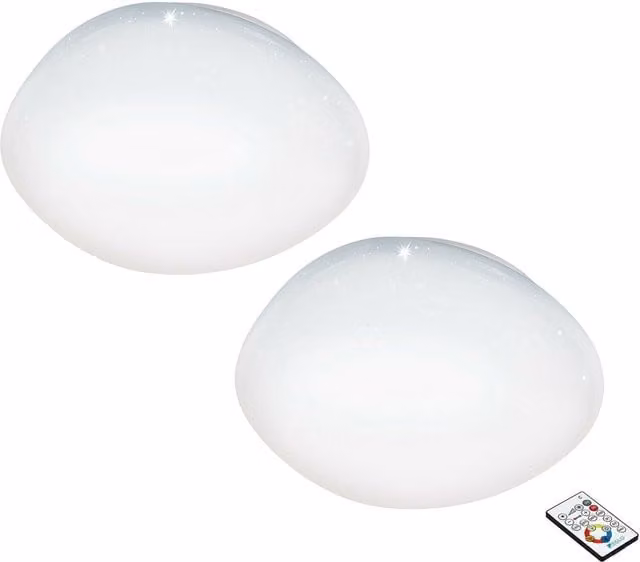 Loops 2 Pack Modern Round Flush Ceiling Light in White with Crystal Effect and 34W LED