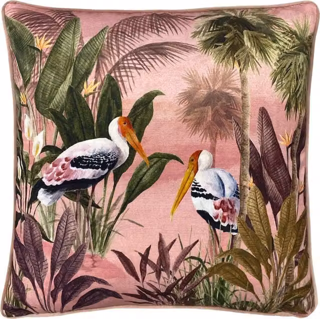 Terrys Pink Floral Cotton Square Filled Cushion W/D/H: 43 x 43 x 43 cm