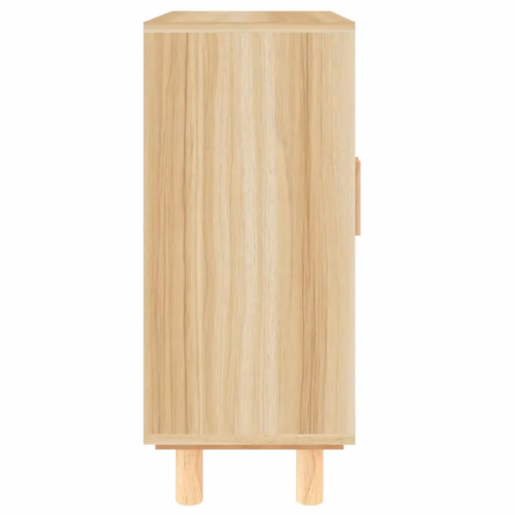 Berkfield Home Brown Solid Wood Pine and Natural Rattan Sideboard, W/D/H: 60 x 30 x 70 cm – 3