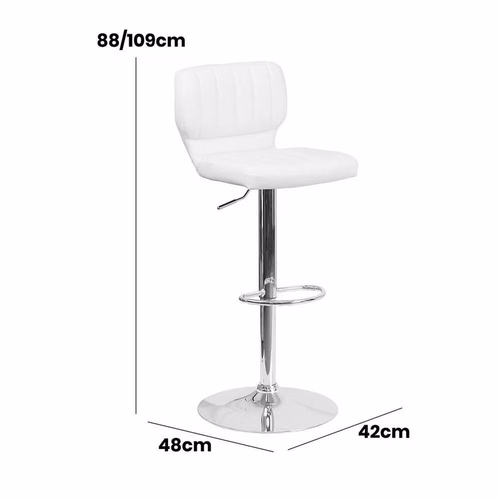 FORGEVIO Pack of 2 White Faux Leather Adjustable Height Rotating Barstools – 2