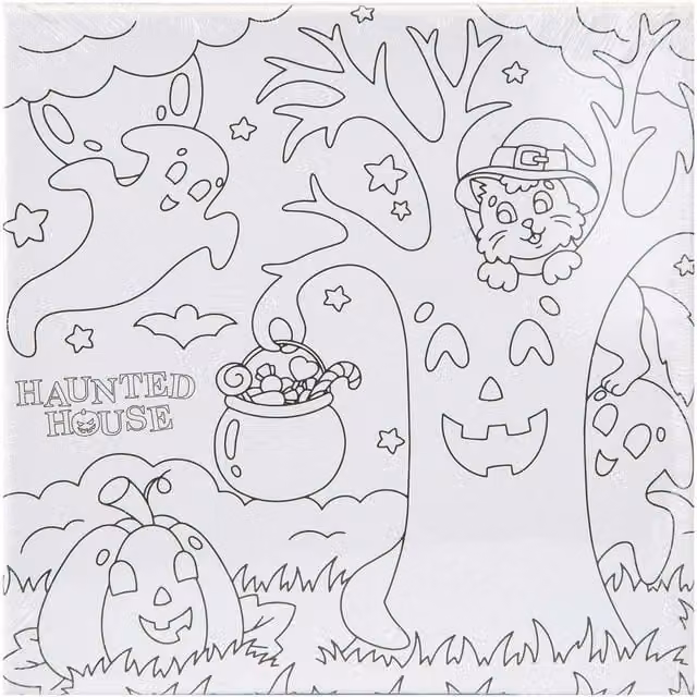 VFM e-Store Halloween Trick or Treat Canvas Craft Accessory in White, W/D/H: 25 x 25 x 25 cm