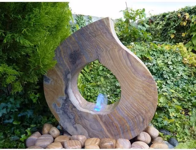 Buttercup Farm Rainbow Babbling Flame Multicolour Garden Water Feature with Pump and Light, W/D/H: 45 x 45 x 40 cm